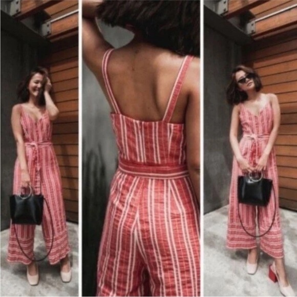 Anthropologie Pants - Anthropologie ETT:TWA Robin Striped Cropped Jumpsuit In Red 23674